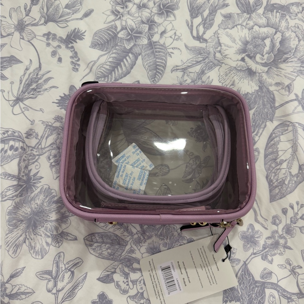 Calpak Small Clear Cosmetics Case in Lavender